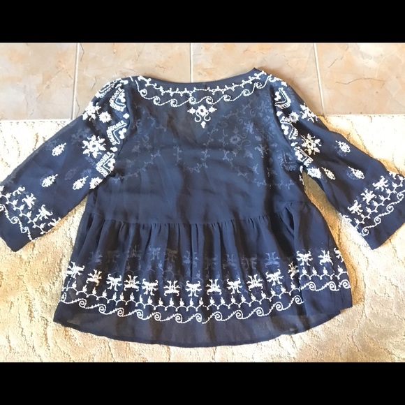 Free People Flowy Sheer Peasant Top - Picture 2 of 3