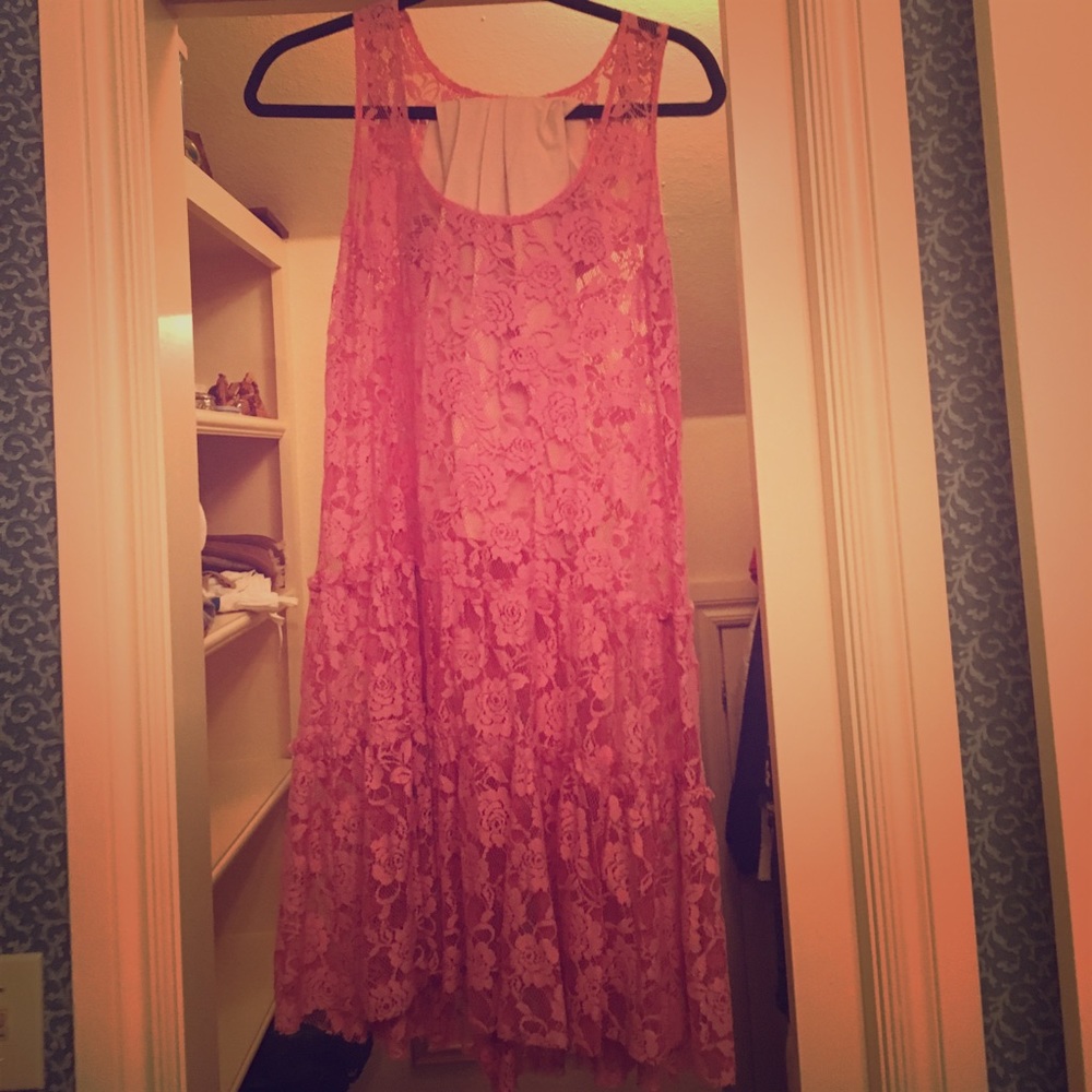 Free People pink lacy dress