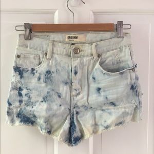 Garage Retro High Waisted Denim Acid Wash Shorts
