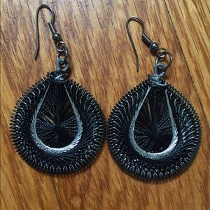Silver and black earrings