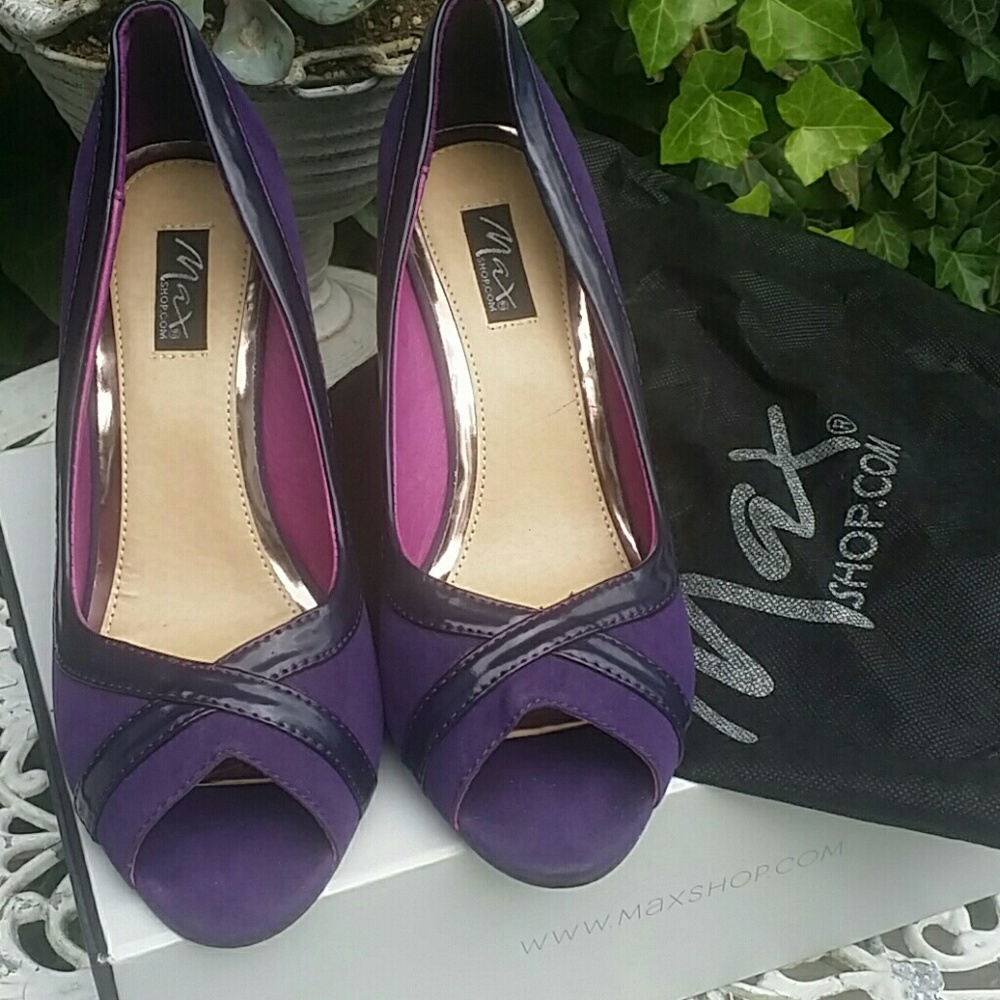 Royal Purple Peep Toe Wedge Sz 8