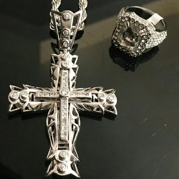 14K ICED OUT DIAMOND SIMULATED CHAIN RING - Picture 1 of 1