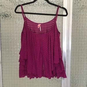 Purple Free People ruffled tank
