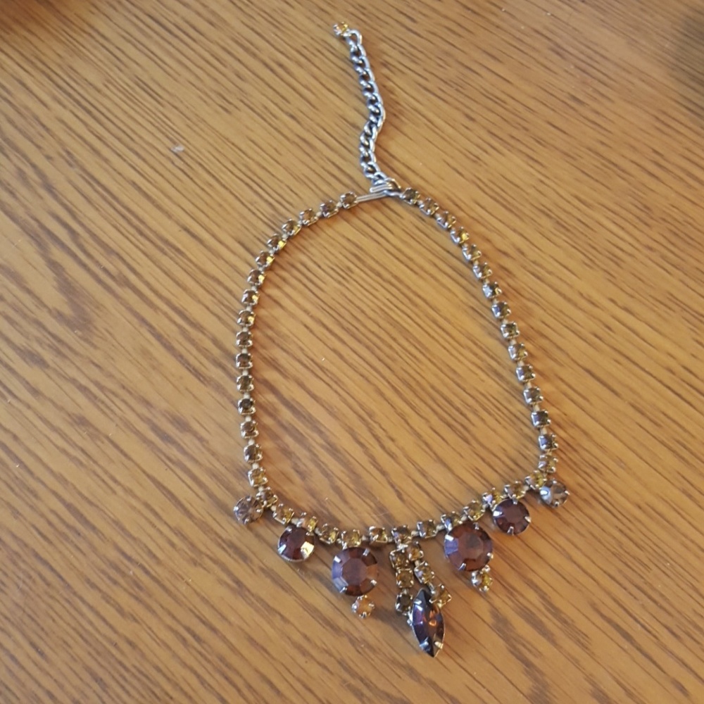 BRACELET CHOCKER NECKLACE SMALL RHINESTONE BROWN
