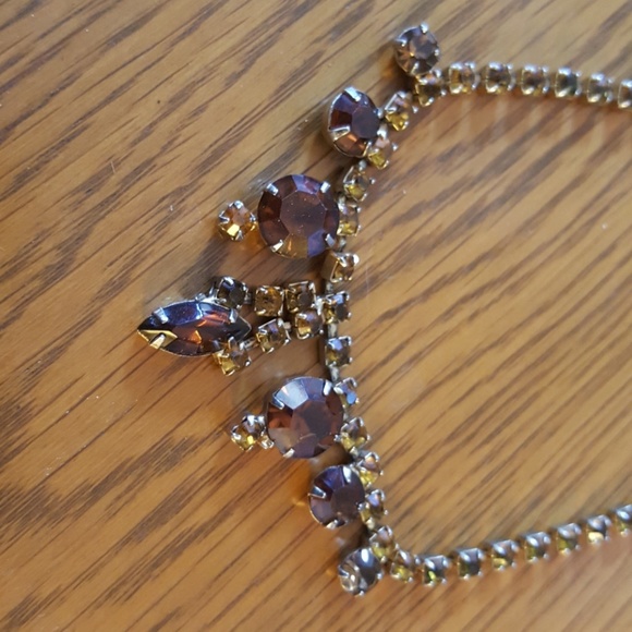 BRACELET CHOCKER NECKLACE SMALL RHINESTONE BROWN - Picture 2 of 4