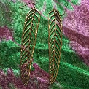 Gold feather earrings