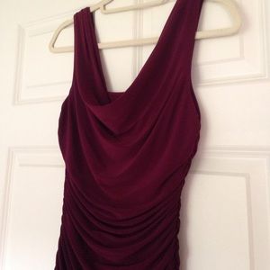 Floor length burgundy dress