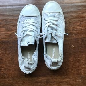White Converse slip on shoes
