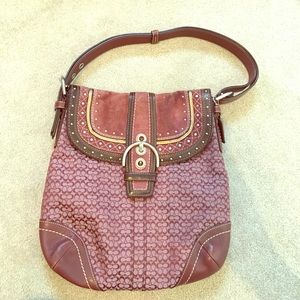Purple Coach hobo bag