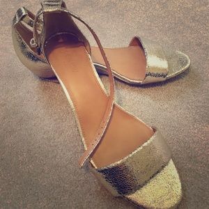 Gold J. Crew Demi wedge