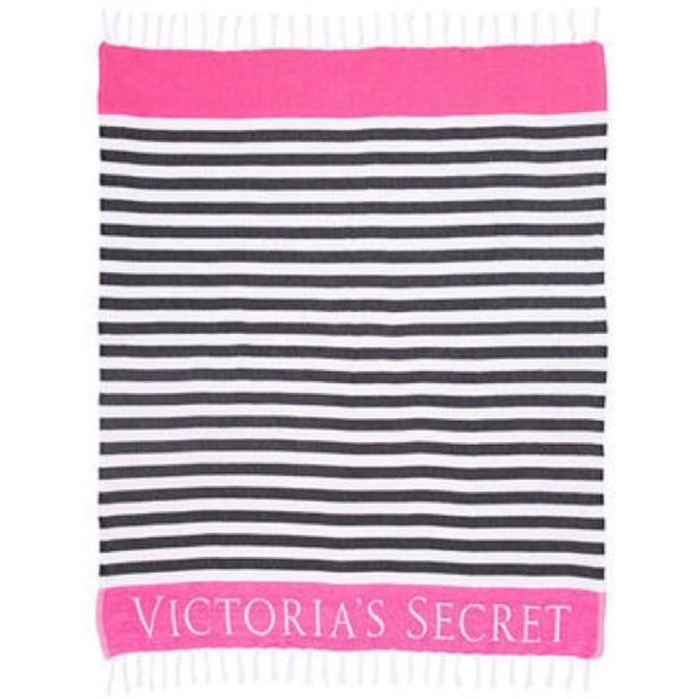 Black white pink Victoria secret beach blanket