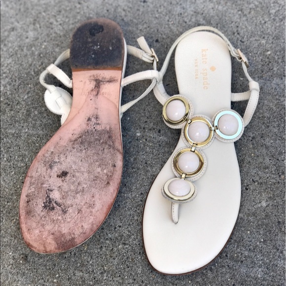 Kate spade white leather embellished sandals - Picture 2 of 2