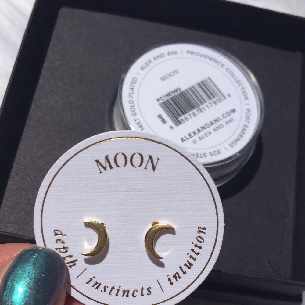 ✨NEW Alex & ANI 14KT Gold Moon Stud Earrings