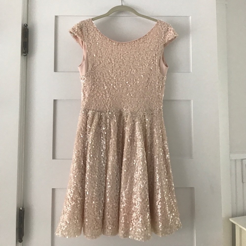 TOPSHOP baby pink sequin skater dress