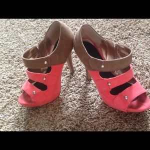 Pink & Tan Studded High-heels