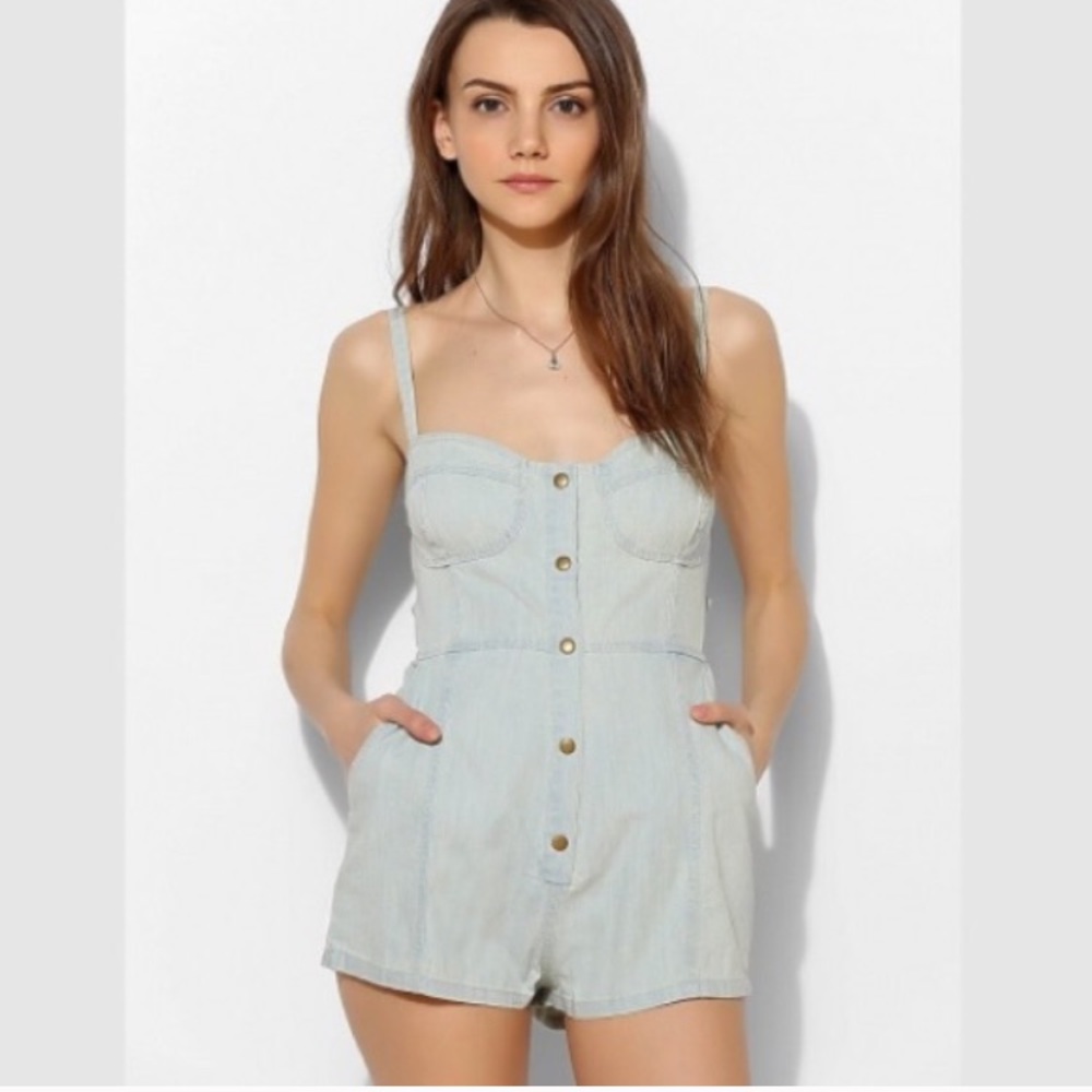 Urban Outfitters Chambray Bustier Romper
