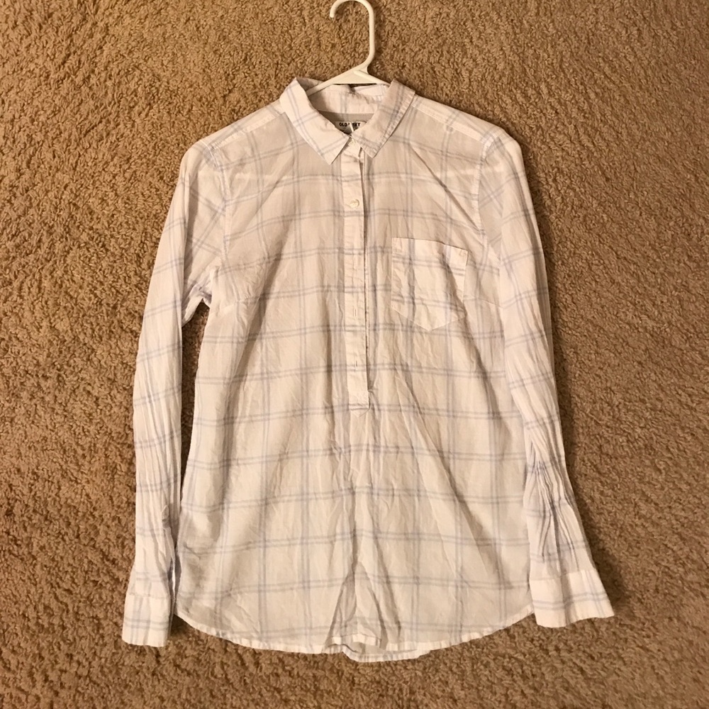 💙Old Navy long sleeve blue plaid shirt