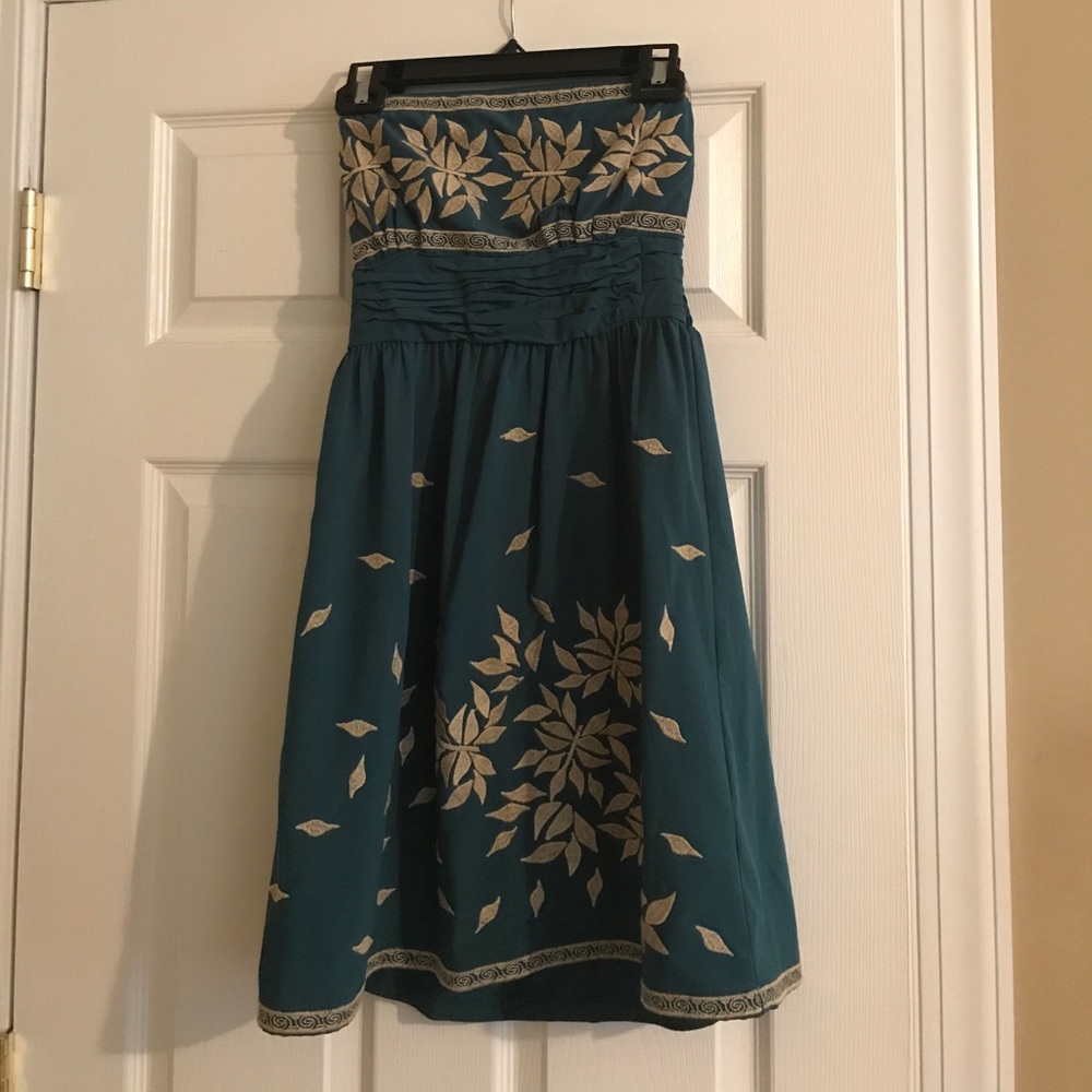 Ark & Co blue/green strapless dress