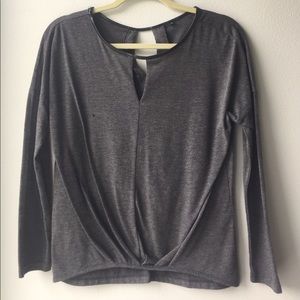 gray long sleeve top