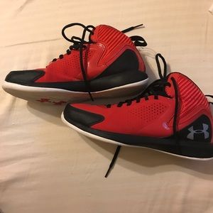 Red basketball shoes