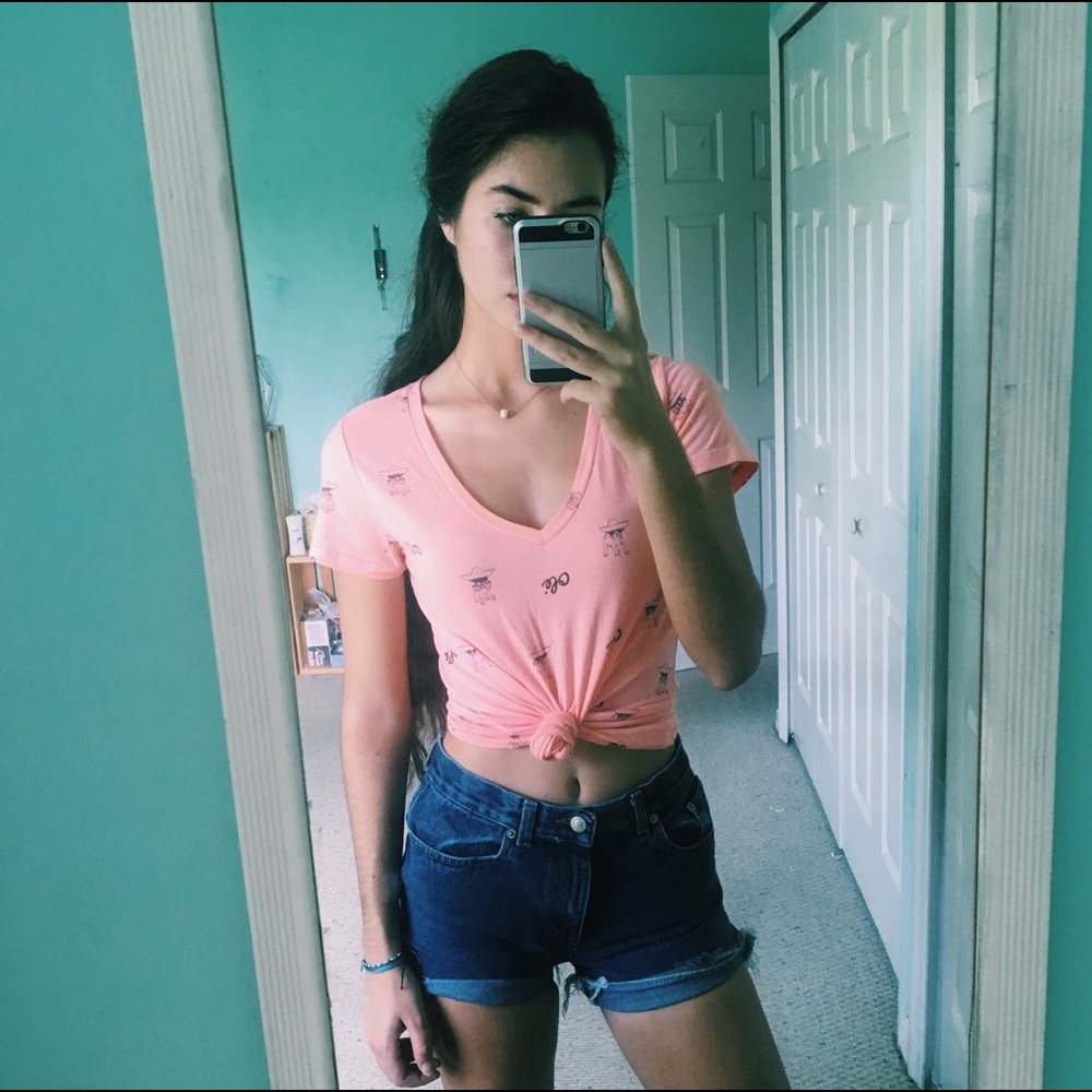 Bright coral tee