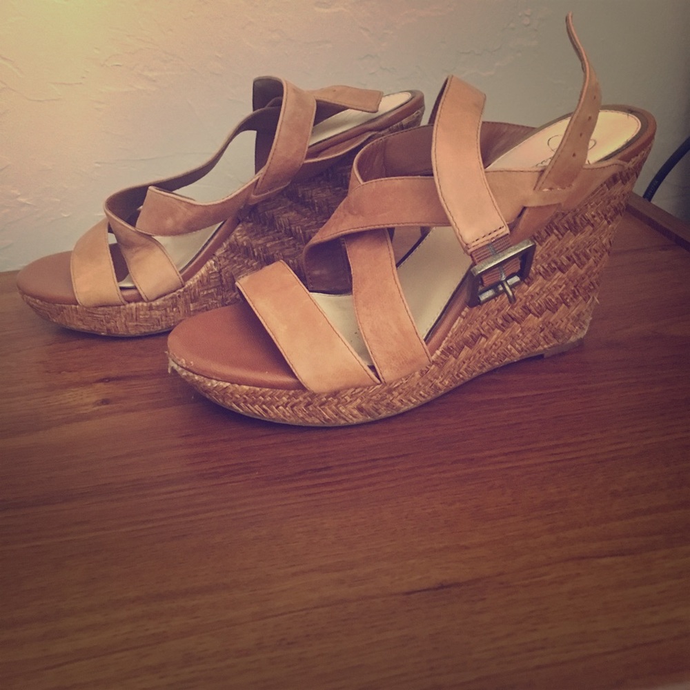Jessica Simpson brown summer wedges