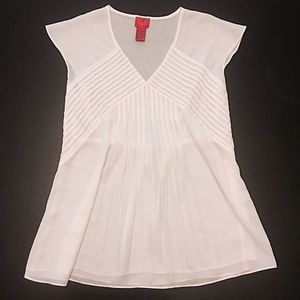 V Cristina Pleated Cap Sleeve V-Neck Top