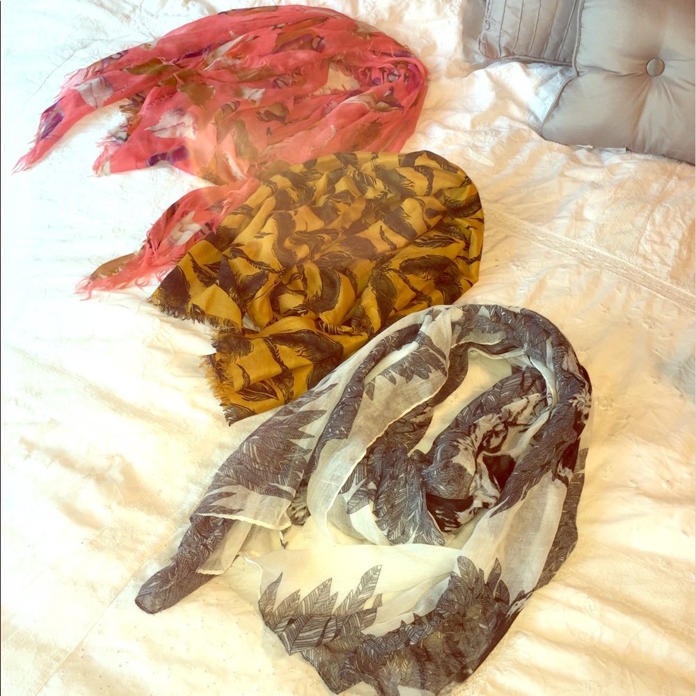 Bundle of silk blend printed scarves
