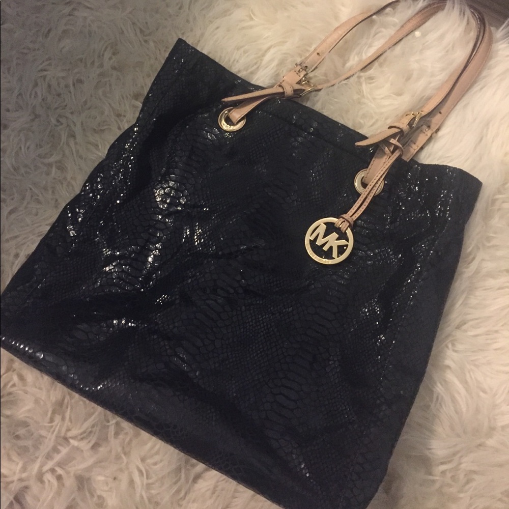 MK black python bag