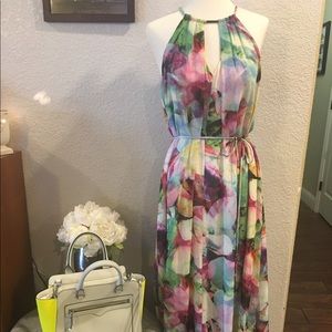 Maggy London flower Maxi Dress w/ tie