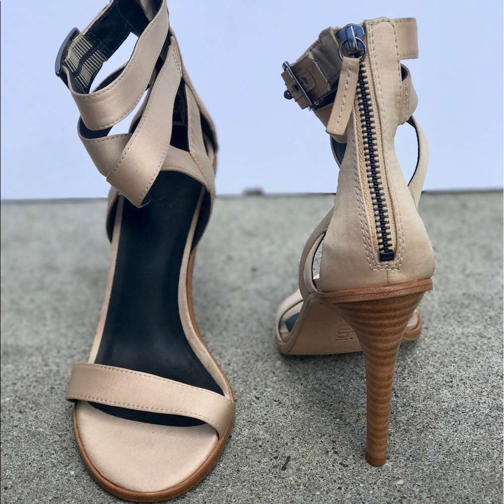 Tibi Vanya Heel Satin Nude Sandal