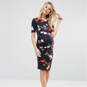 ASOS Maternity Black floral dress XS- LIKE NEW