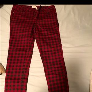 Plaid skinny jeans