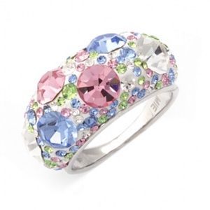 Swarovski crystals multi colour alloy ring