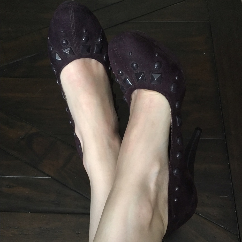 Purple Faux-Suede Heels