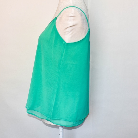 Teal Green Spaghetti Strap Tank Top Chiffon - Picture 3 of 6