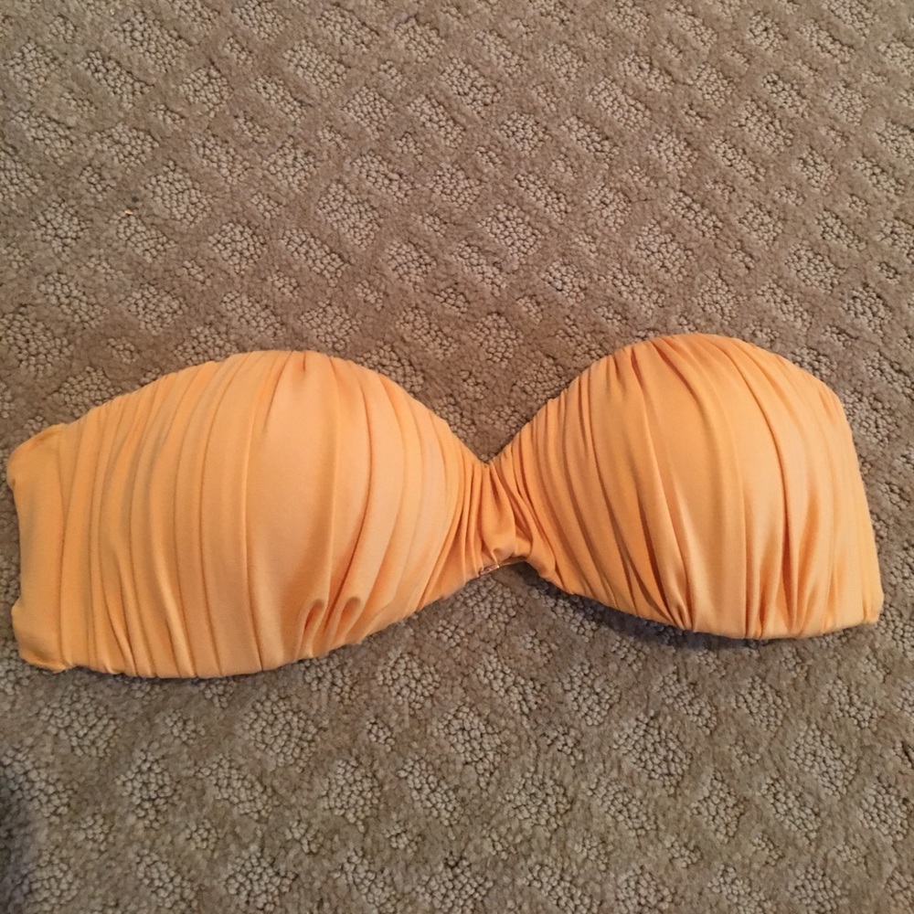 strapless orange rvca bikini top