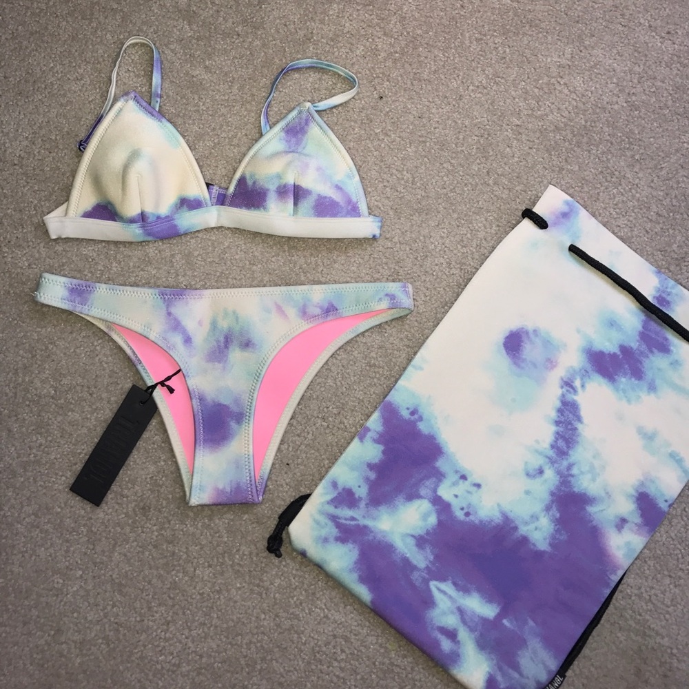 Triangl Bathing Suit blue and purple tie dye