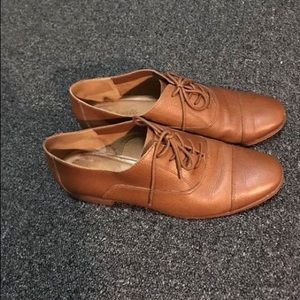 Saddle brown leather madewell "the clare" oxfords
