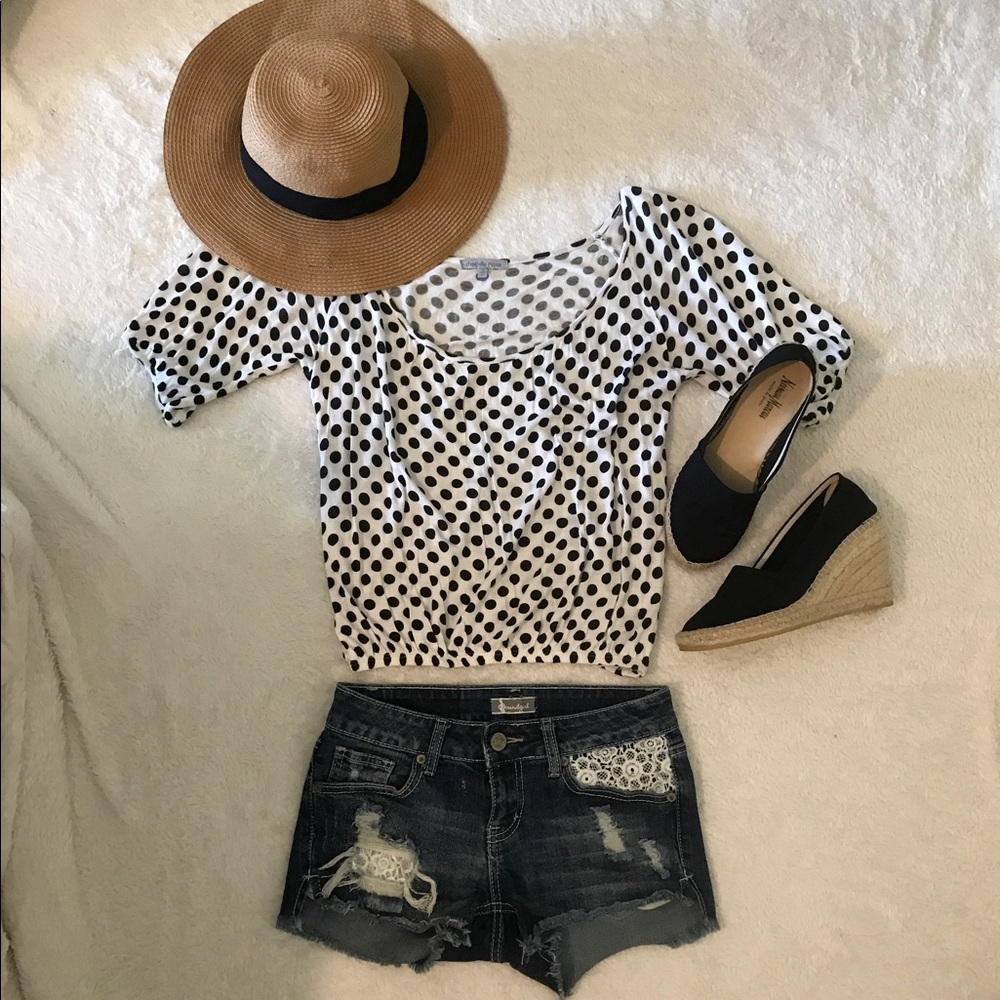 Polka dot off-the-shoulder top