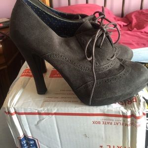 Grey lace up booties