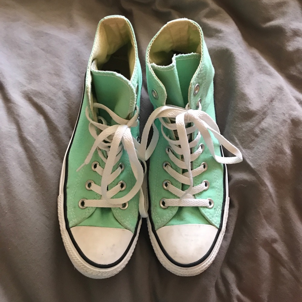 mint green high top converse