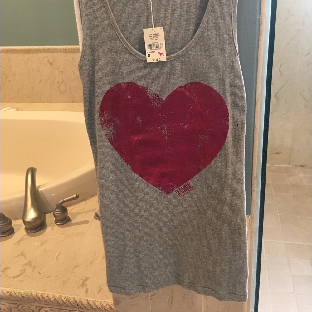 PINK brand heart & grey tank