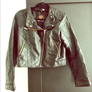 Black vintage faux leather jacket