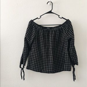 MADEWELL PLAID OFF-THE-SHOULDER TOP
