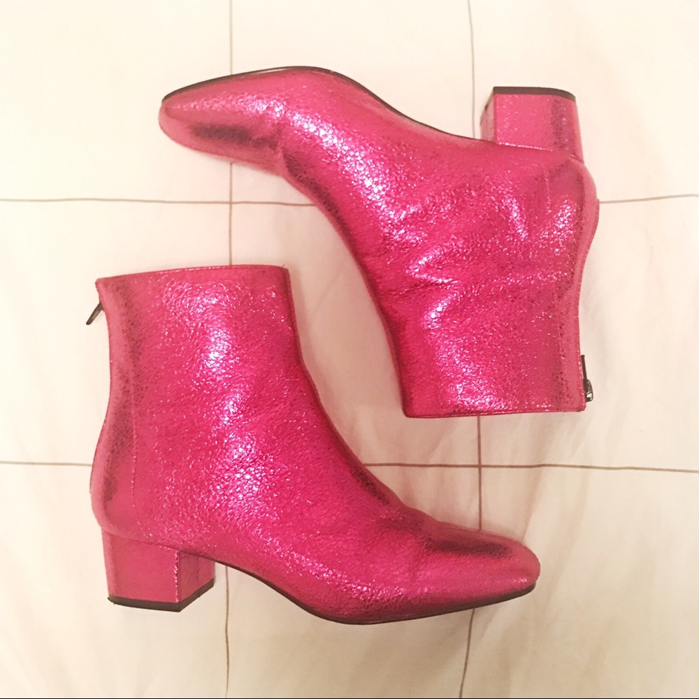 🌟 metallic pink top shop boots 🌟