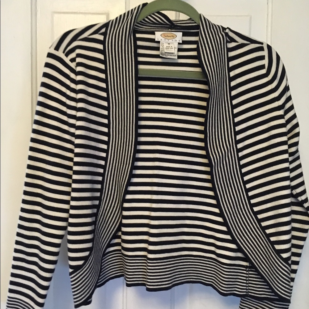 Talbots b/w cream sweater