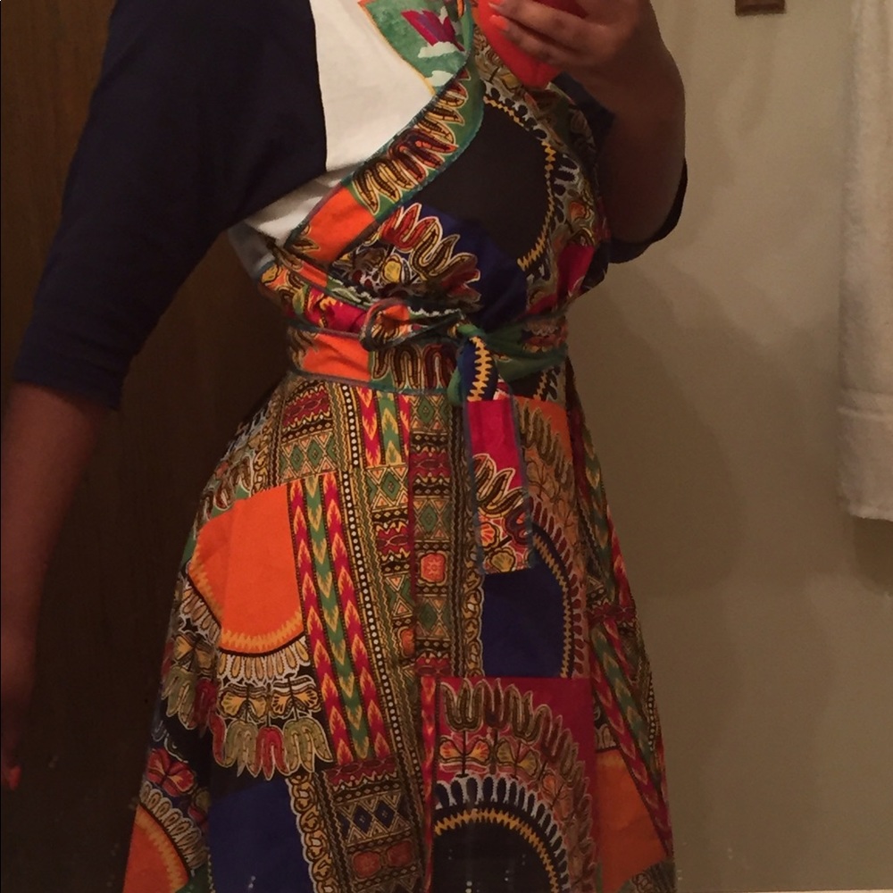 African Print Wrap Dress