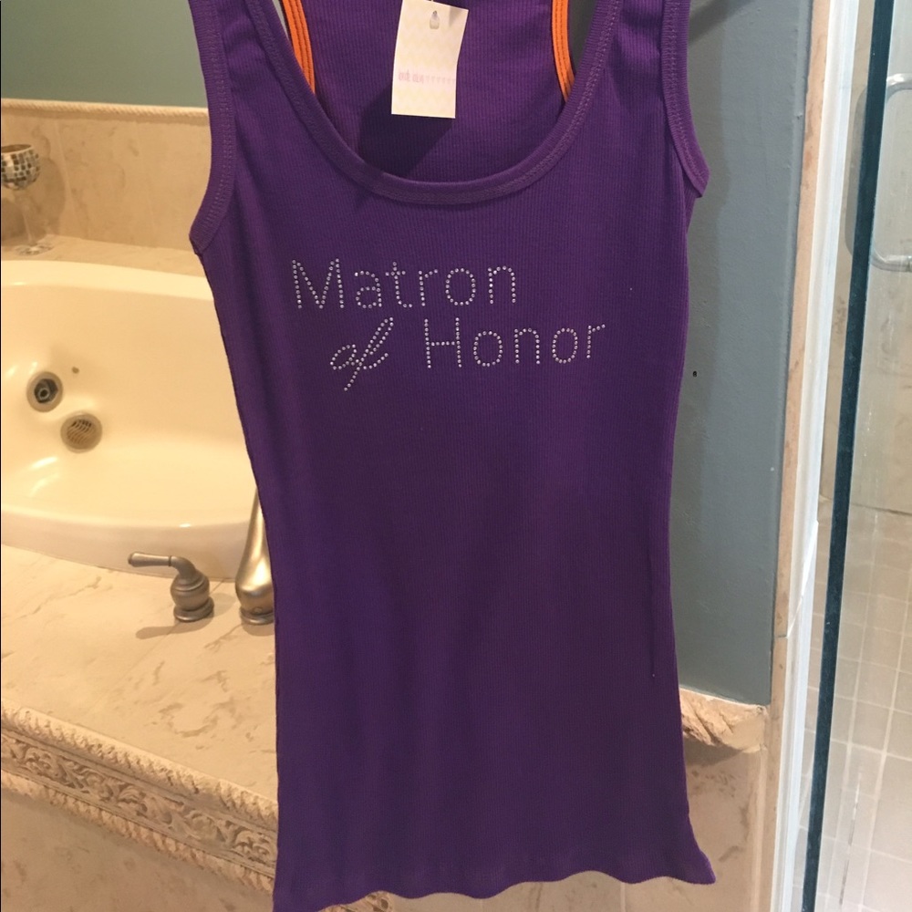 Purple "Matron of Honor" rhinestone tank