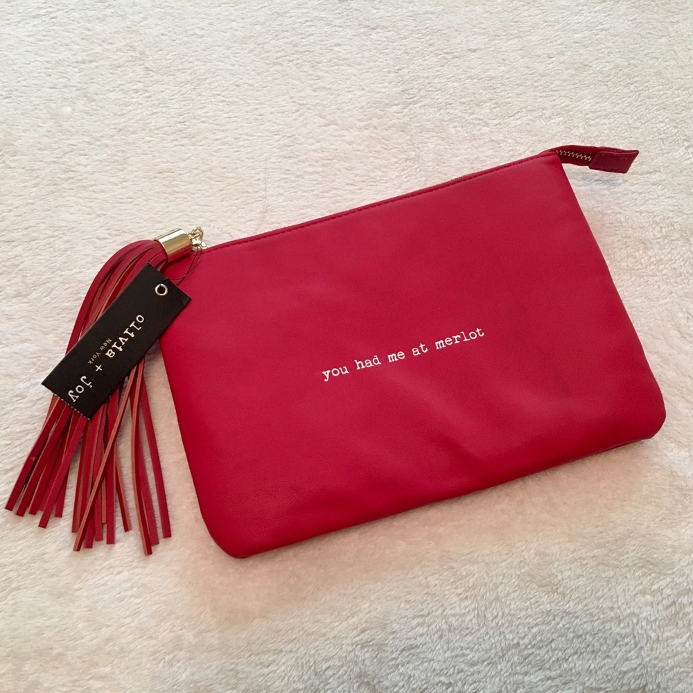 Red, Maroon, tasseled, fun clutch! NWT